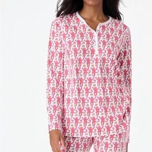 Roller Rabbit Pink and White Pajama Top